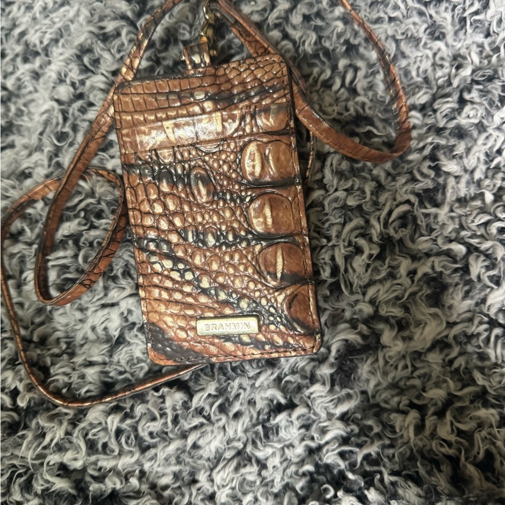Brown Crocodile Embossed Crossbody Bag